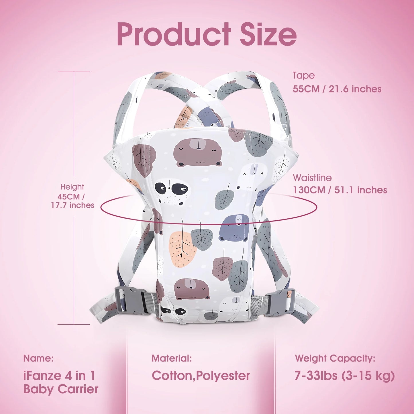 4 in 1 Baby Carrier, Infant Wraps Carrier Baby Carrier Backpack, Newborn Carrier for Baby Carrier Newborn to Toddler, Colorful