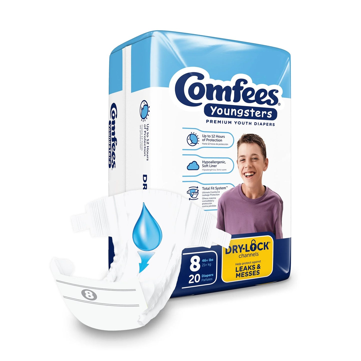 Youngsters Youth Incontinence Brief 8 Heavy Absorbency Contoured, CMF-8, 20 Ct