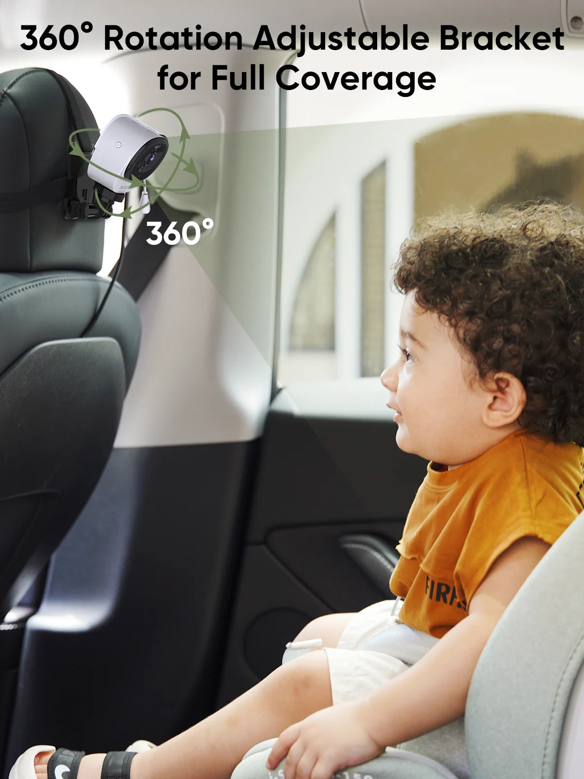 2K Baby Car Camera Monitor with Full Crystal Night Vision and 360° Rotating Wide View Dual Cameras