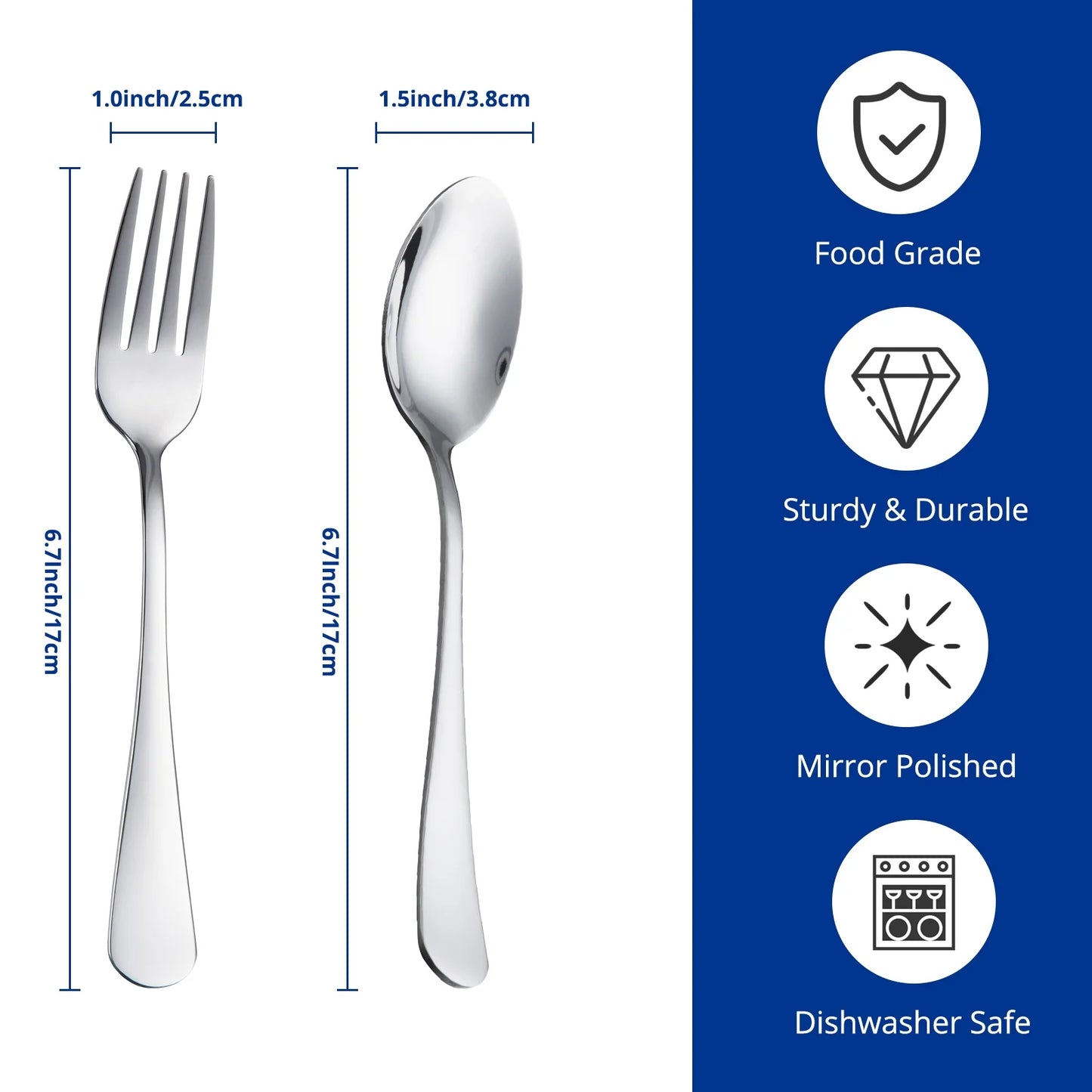 24Pcs Forks and Spoons Silverware Set Stainless Steel Flatware Cutlery Set for Home, Kitchen, Restaurant, Dishwasher Safe
