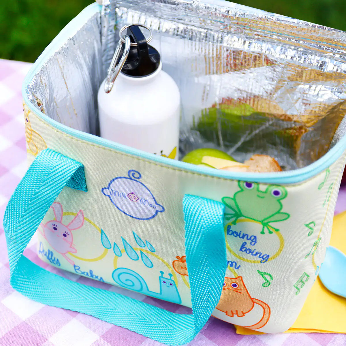 Milk&Moo Insulated Kids Lunch Box – Yellow Animal Print, Waterproof Cooler Bag for Toddlers, Preschool & Breastmilk Storage