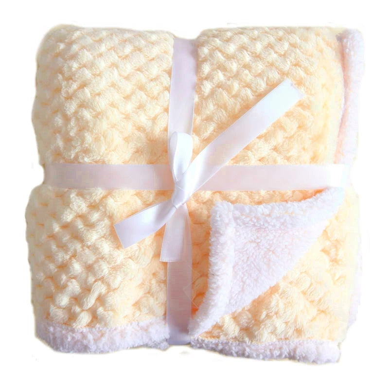 Baby Blankets New Thicken Double Layer Cartoon Fleece Infant Swaddle Bebe Envelope Stroller Wrap Newborn Baby Bedding Blanket