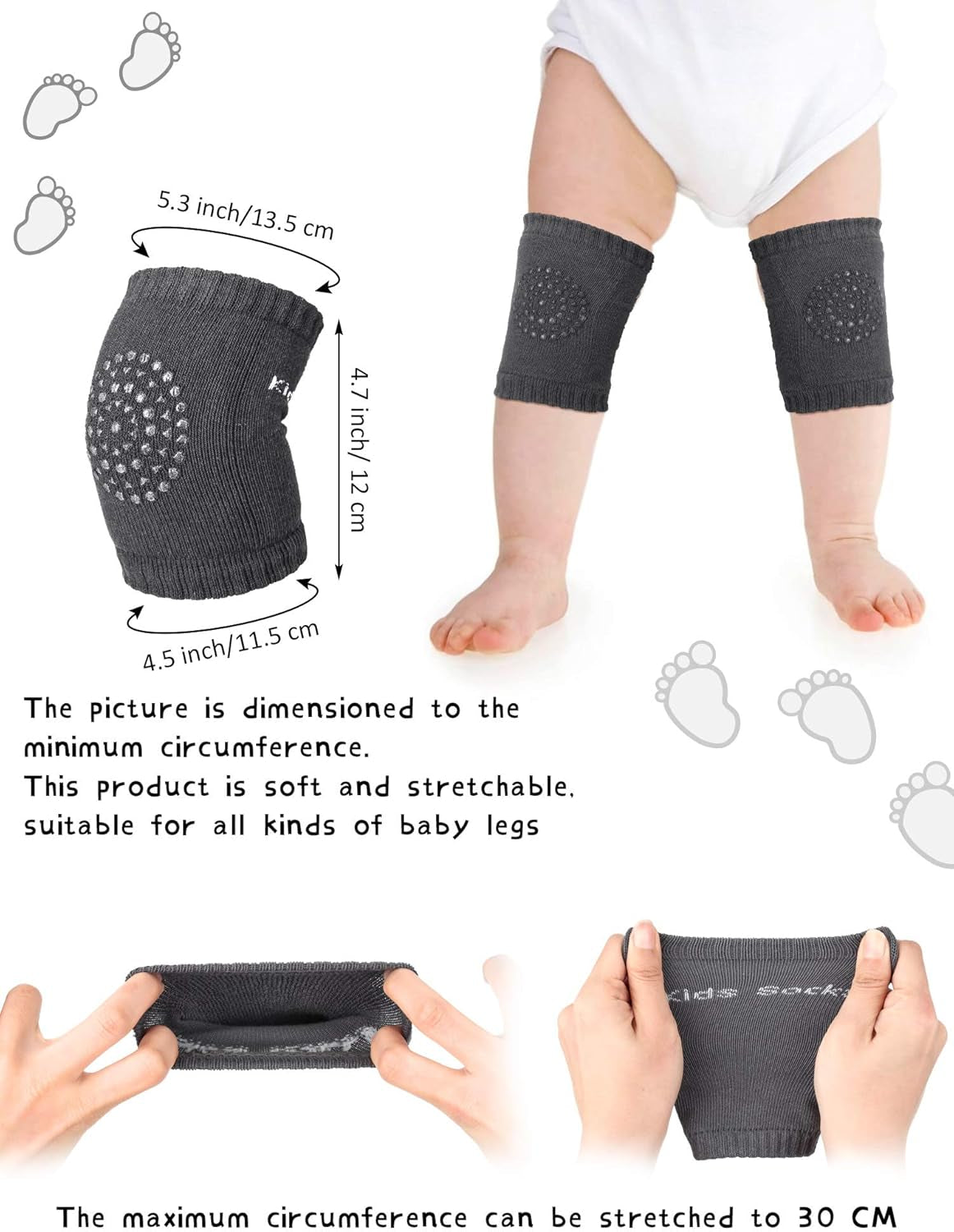 6 Pairs Crawling Knee Pads Anti-Slip Baby Knee Protectors Toddlers Leg Warmers