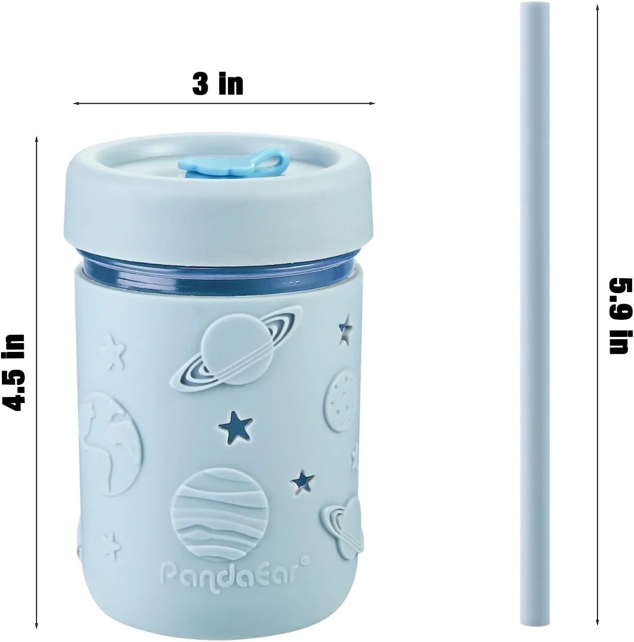 4 Pack Kids & Toddler Glass Cups, Glass Mason Jar Cups 8.45 Oz with Silicone Sleeves & Straws, Toddler Spill-Proof Smoothie Cups