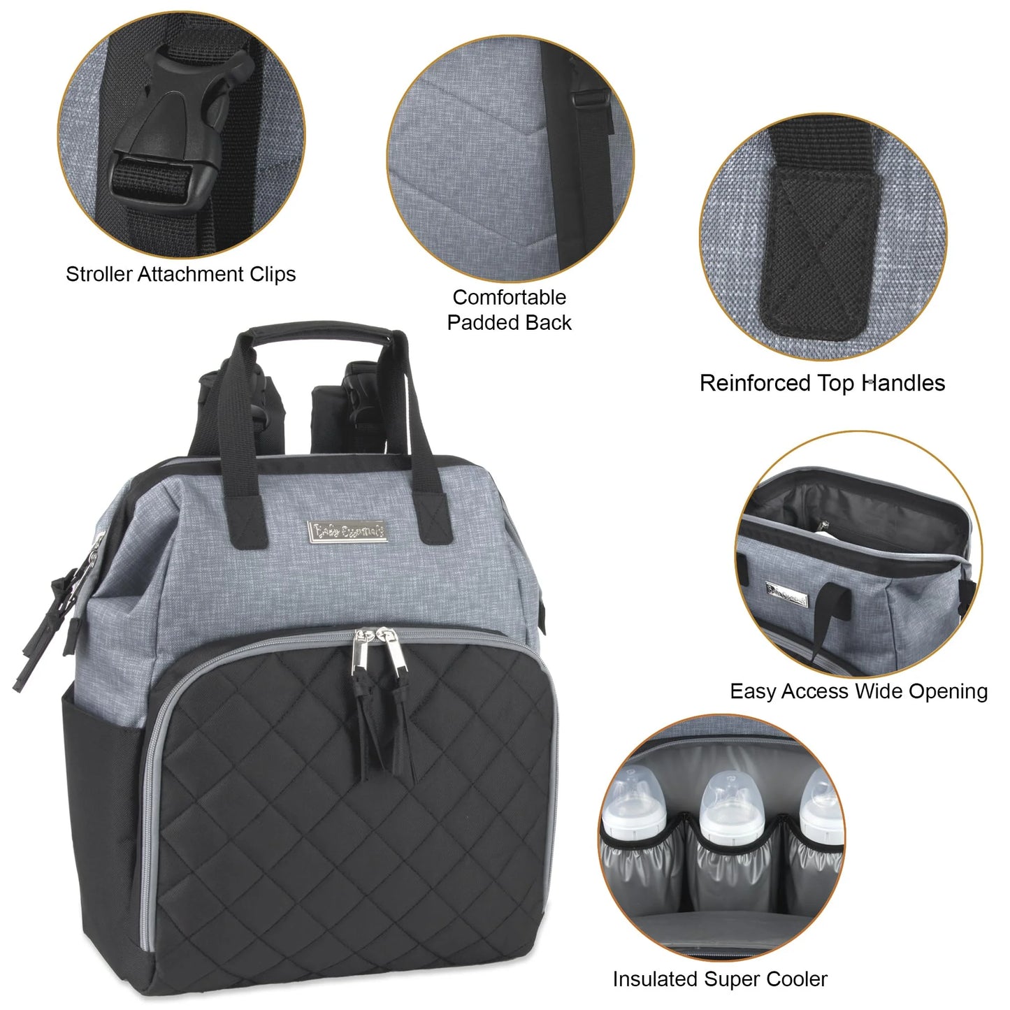 Baby Girls' 7-Pocket Diaper Backpack Color: Gray/Black Size: One Size
