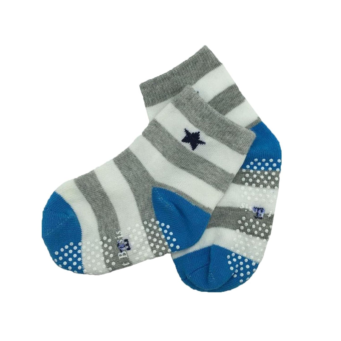 Assorted Non Skid Ankle Socks 5 Pairs 8-36 Months Baby Walker Boys Toddler anti Slip Knit Stripes Star Grips Socks