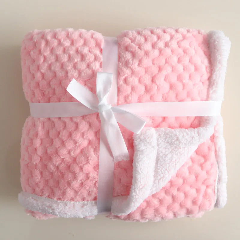Baby Blankets New Thicken Double Layer Cartoon Fleece Infant Swaddle Bebe Envelope Stroller Wrap Newborn Baby Bedding Blanket