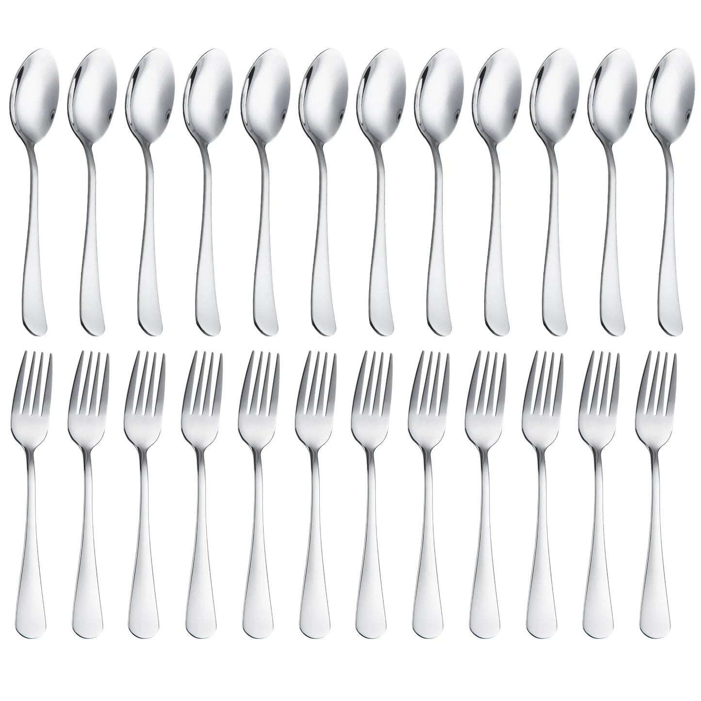 24Pcs Forks and Spoons Silverware Set Stainless Steel Flatware Cutlery Set for Home, Kitchen, Restaurant, Dishwasher Safe