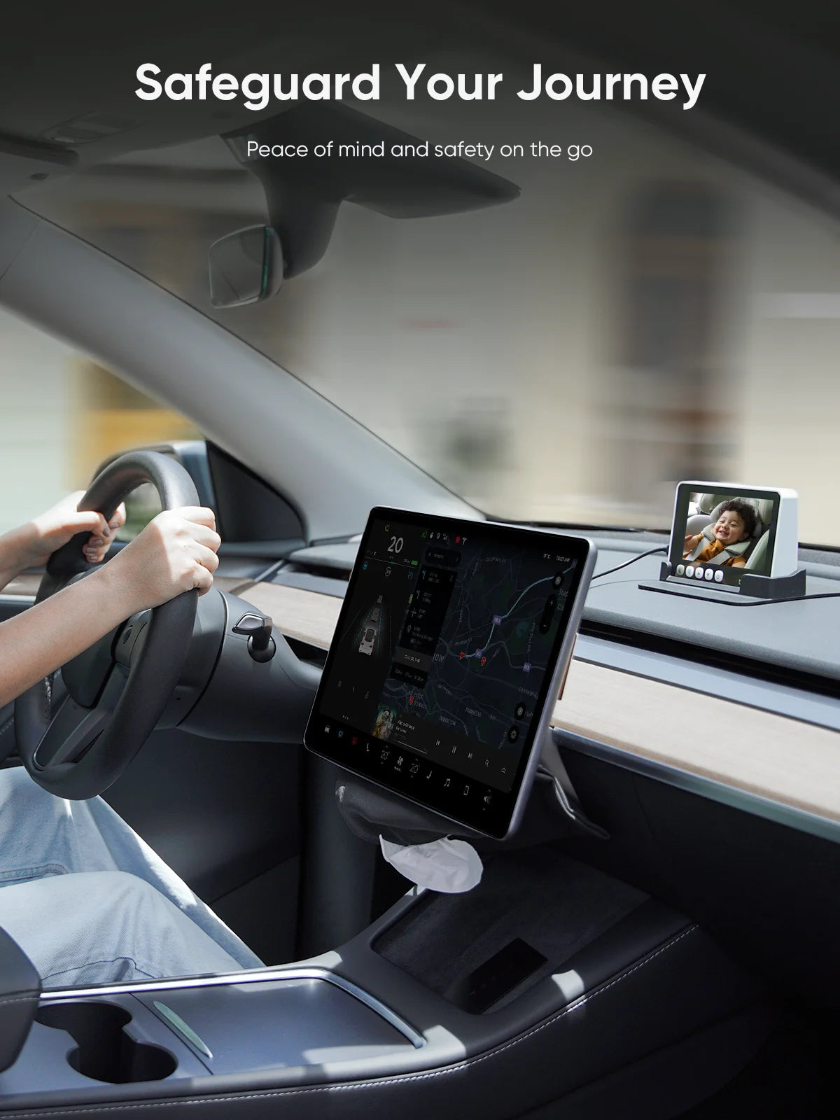 2K Baby Car Camera Monitor with Full Crystal Night Vision and 360° Rotating Wide View Dual Cameras