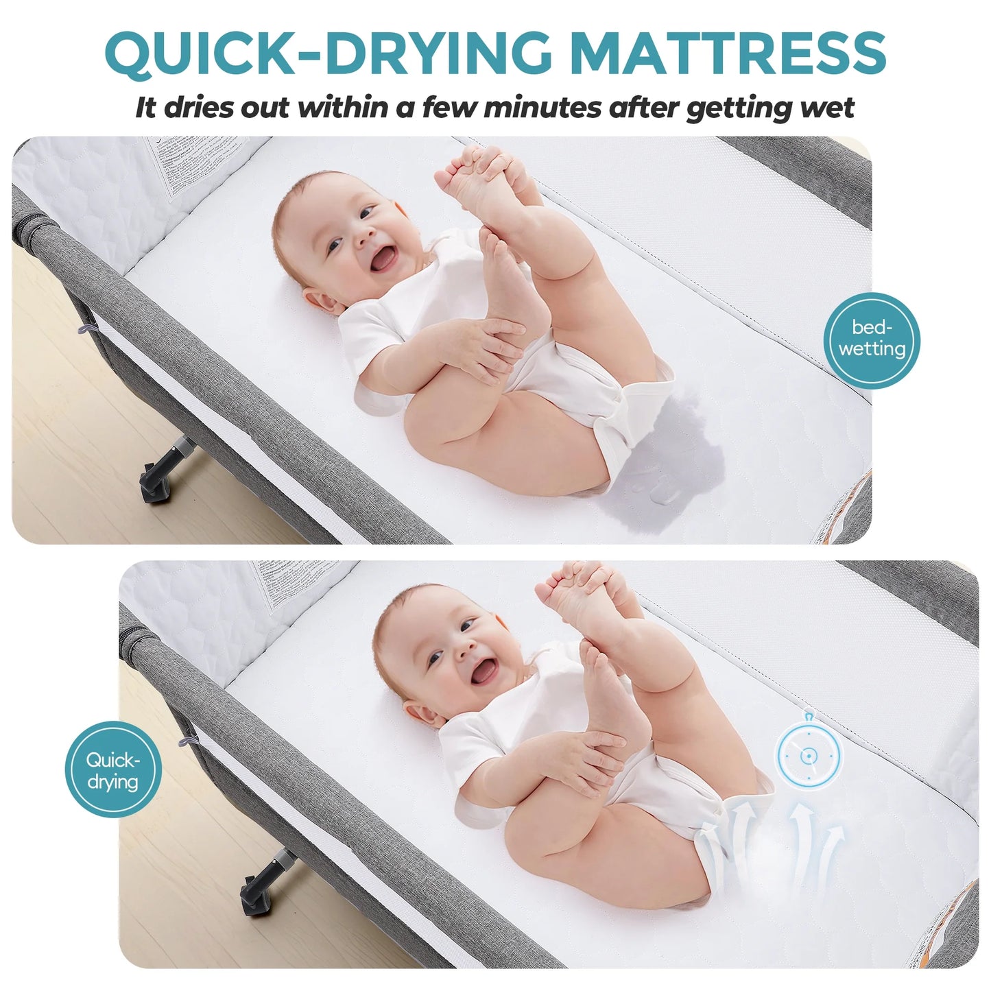 Portable Baby Bedside Sleeper Bassinet with Waterproof Mattress Pad for Infant Newborn up to 12 Month