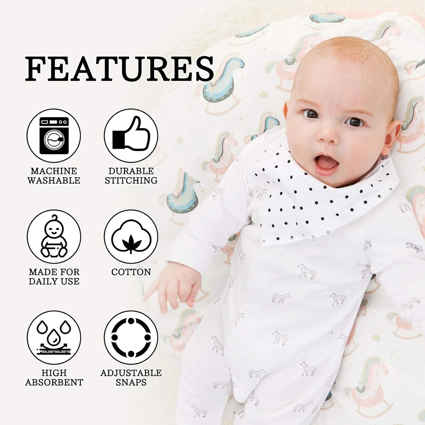 Baby Bandana Drool Bibs for Boys, Girls, Baby Unisex Cotton Bibs 4/8/10 Pack Soft and Absorbent