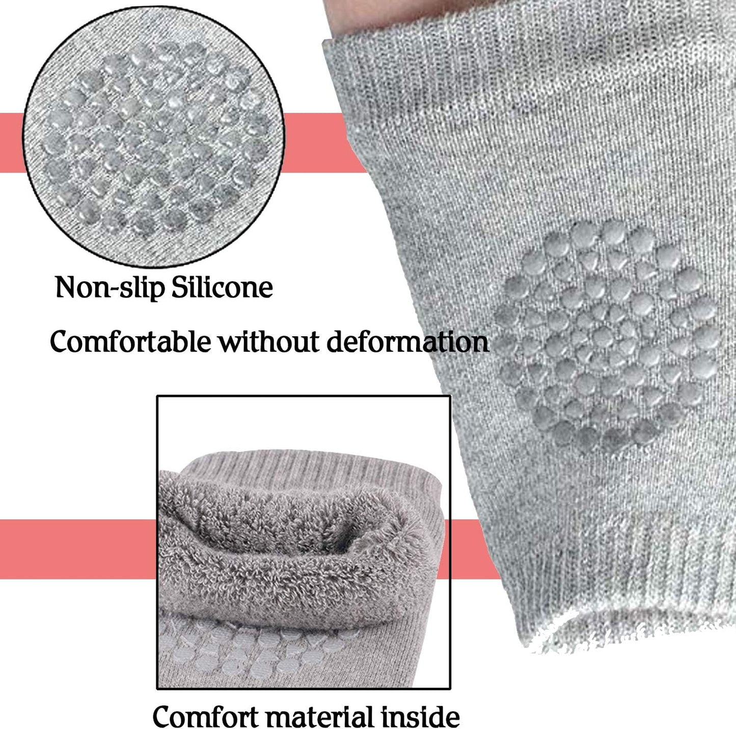 8 Pairs Baby Crawling Anti-Slip Knee Baby Knee Pads for Crawling and Safety Walking anti Slip,Unisex Baby Toddlers Kneepads, 2Light Pink+ 2Dark Grey+ 2Green+ 1Black+ 1Gray