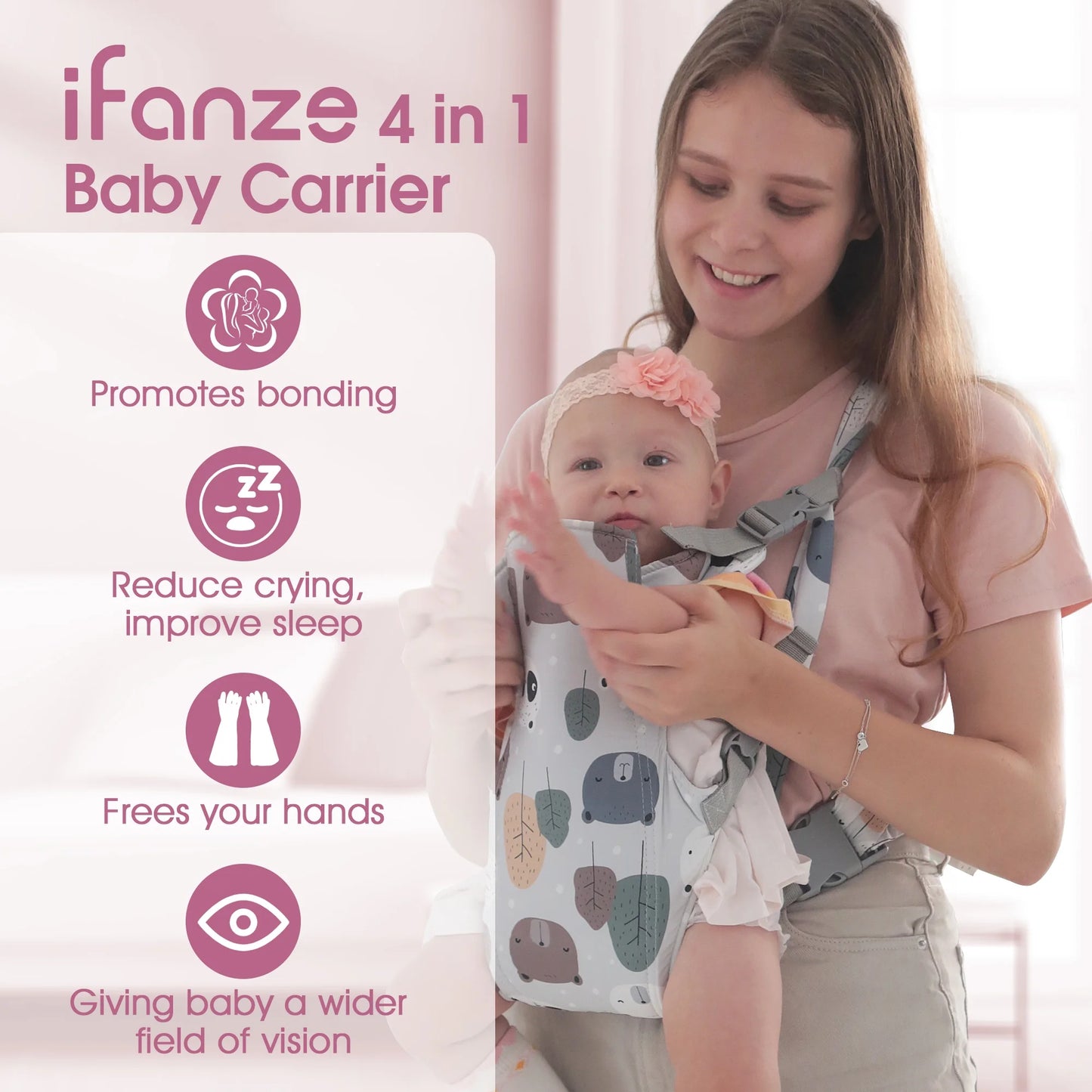 4 in 1 Baby Carrier, Infant Wraps Carrier Baby Carrier Backpack, Newborn Carrier for Baby Carrier Newborn to Toddler, Colorful