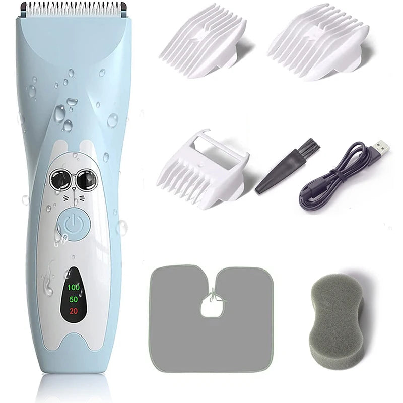 Quiet Baby Hair Clipper Electric Rechargeable Kids Hair Trimmer for Children Grooming Haircut Machine Ceramic Blade Waterproof