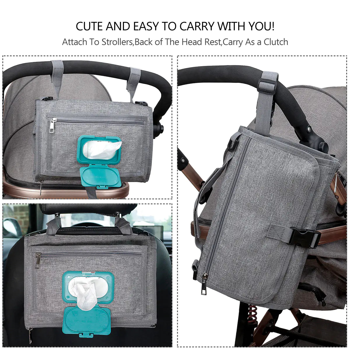 Portable Baby Changing Pad – Foldable with Shoulder Strap, Memory Foam Pillow & Wipes Pocket