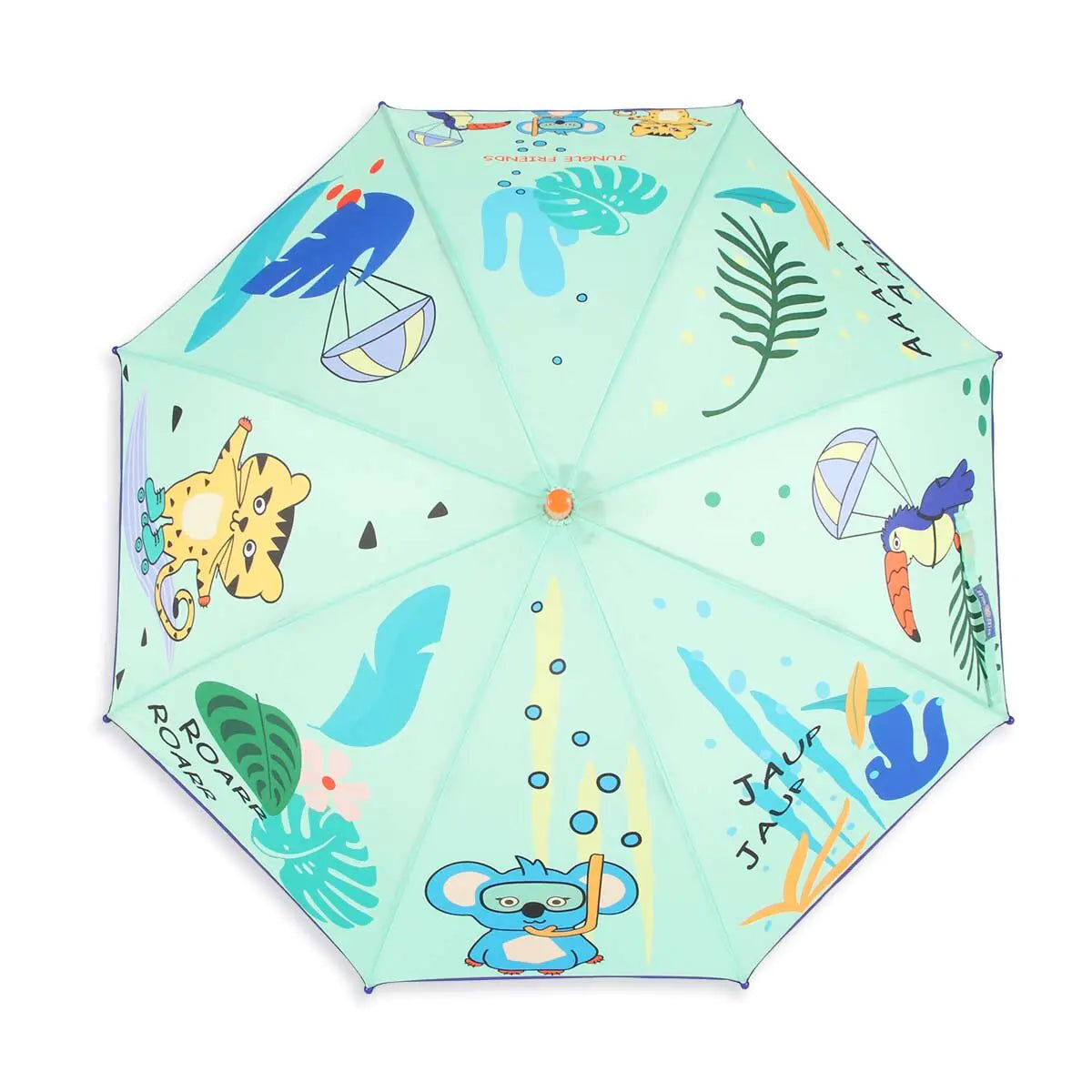 Milk&Moo Jungle Friends Kids Umbrella – Lightweight, Windproof, Manual Open, Unisex Design for Boys & Girls