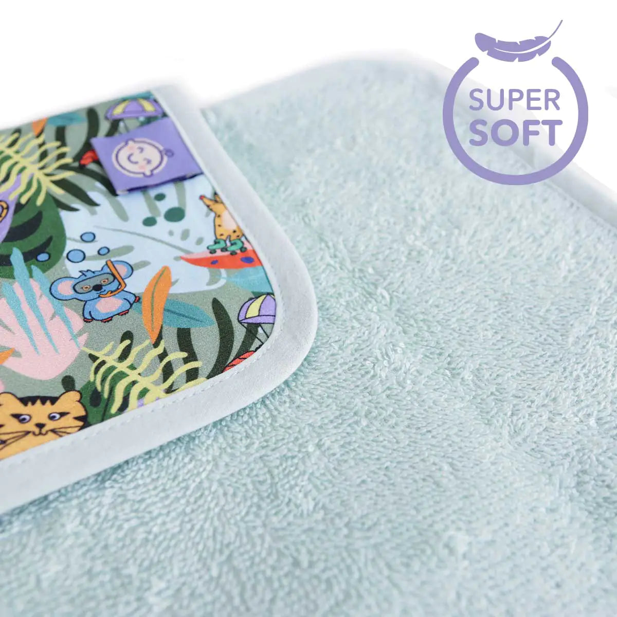 Milk&Moo Jungle Friends Portable Diaper Changing Pad – Waterproof, Foldable, 100% Turkish Cotton | Baby Travel Mat with Storage Pocket