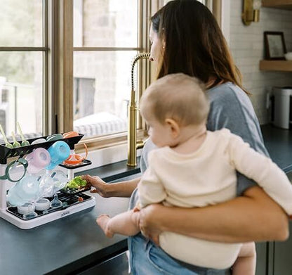 Compact Baby Bottle Drying Rack Vertical Drying Tower with Removable Tray