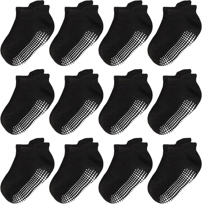 Non Slip Toddler Socks Baby Boys Girls anti Skid Grip Socks 3-5T Black