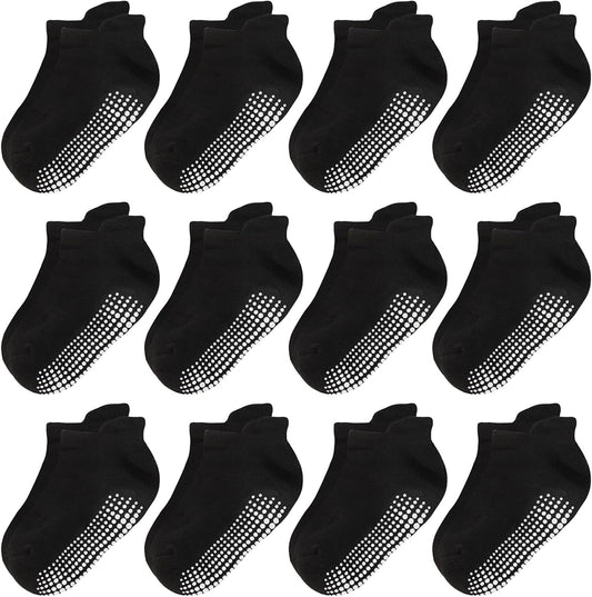 Non Slip Toddler Socks Baby Boys Girls anti Skid Grip Socks 3-5T Black