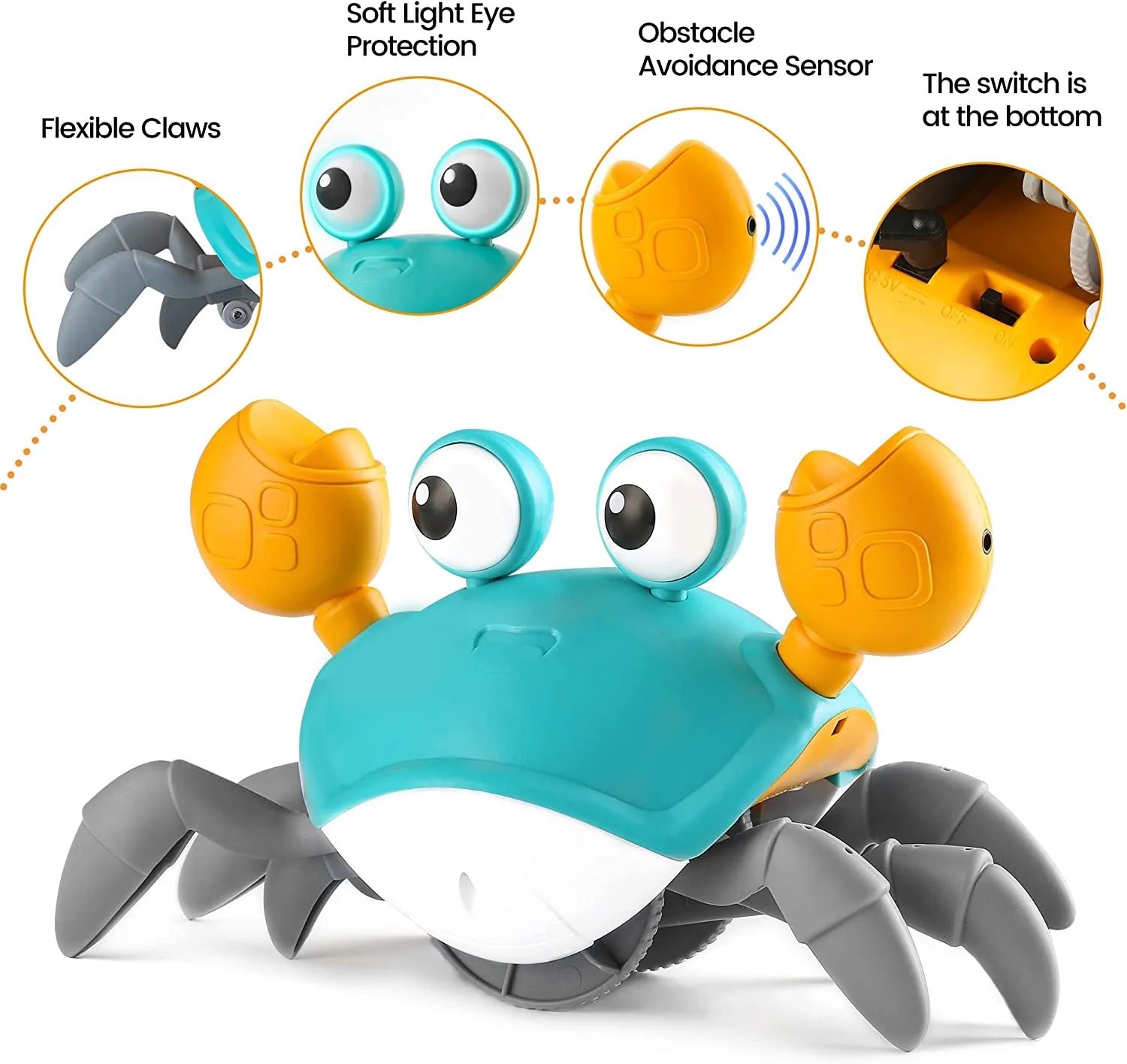 Educational & Sensory Electronic Crawling Crab Baby Toy with Lights, 1-4+, 2 Piece