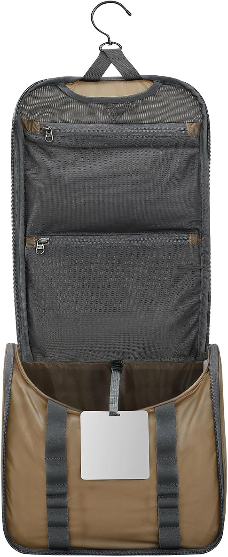 Hanging Toiletry Bag, Lightweight Travel Makeup Organizer for Women Men, Compact Toiletries Bags with Mirror for Gym Workout, Brown