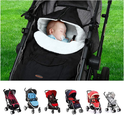 Removable Stroller Sleeping Bag, Cold Weather, Soft Fleece Lined, 18" X 35.4", Toddler Stroller Footmuff, Black