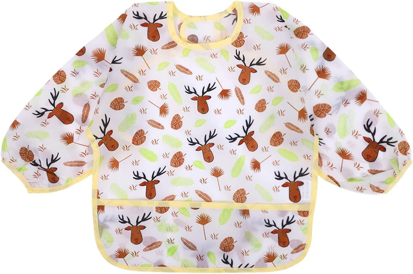 Long Sleeve Baby Bibs, Waterproof Sleeved Bib, Toddler Soft Bib for 6-36 Months