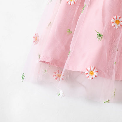 Summer Girls Clothes Toddler Girl Sweet Flutter Sleeve Flower Dress, Pink, 3-4 Years