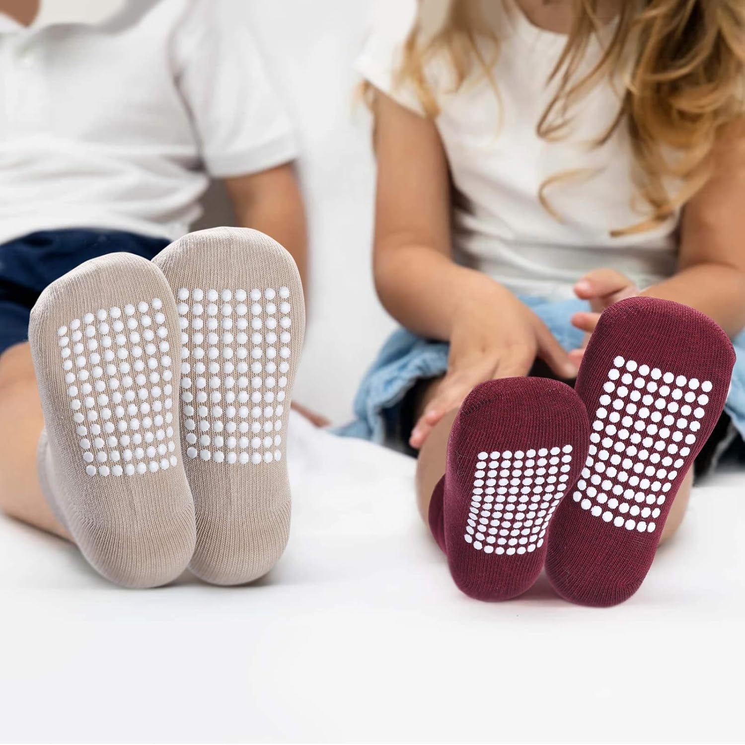 12 Pack Baby Toddler Socks Non Slip Grip Cotton Crew Socks for Boys Girls Infants Kids