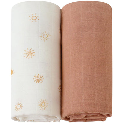 Baby Swaddle Blankets, Muslin Swaddle Blankets Boys Girls Swaddling Wrap Receiving Blanket Neutral for Newborn, Organic Cotton, Large 47 X 47 Inches, Sunshine Print & Solid Color
