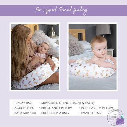 Nursing Pillow, Breast Feeding Pillows for Mom, Butterfly Soft Cover with Breathable Filling, Feeding Support Pillow for 0-12 Months, Multifunctional Support Cushion for Travel