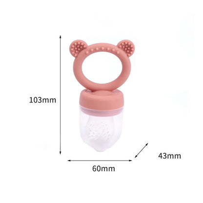 Silicone Baby Fruit Food Feeder Pacifier & Breastmilk Popsicle Freezer Molds, Baby Food Storage Containers Breast Milk Ice Cubes for Baby Teething & Infant Self Feeding, BPA Free (Pink)