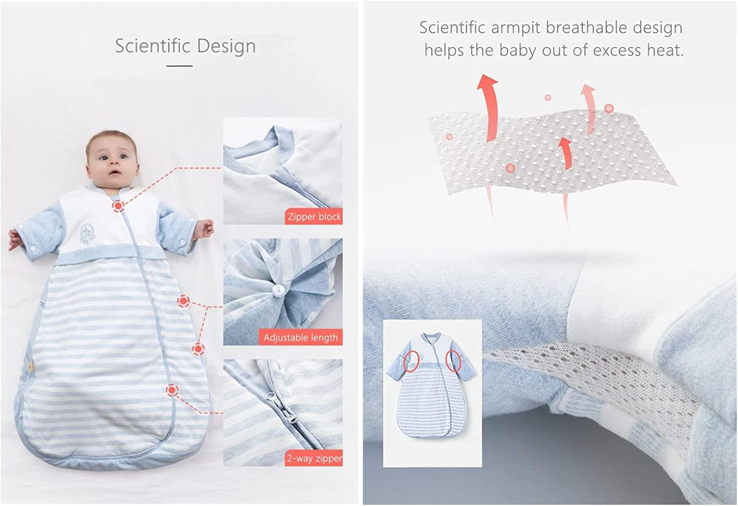 Baby Sleeping Bag Sleeves Detachable Kids Wearable Blanket Toddlers