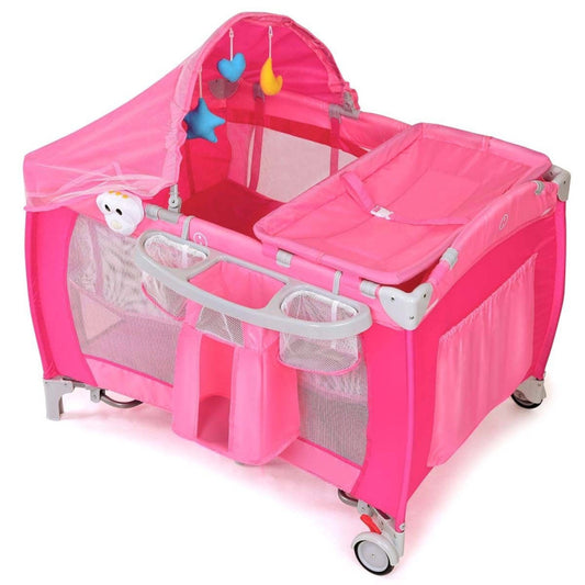 3-In-1 Foldable Baby Crib Playpen with Mosquito Net and Carry Bag