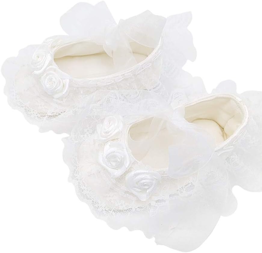 Baby Girls Christening Baptism Dress Newborn Floral Embroidered Lace Dresses for Toddler