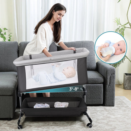 Portable Baby Bedside Sleeper Bassinet with Waterproof Mattress Pad for Infant Newborn up to 12 Month