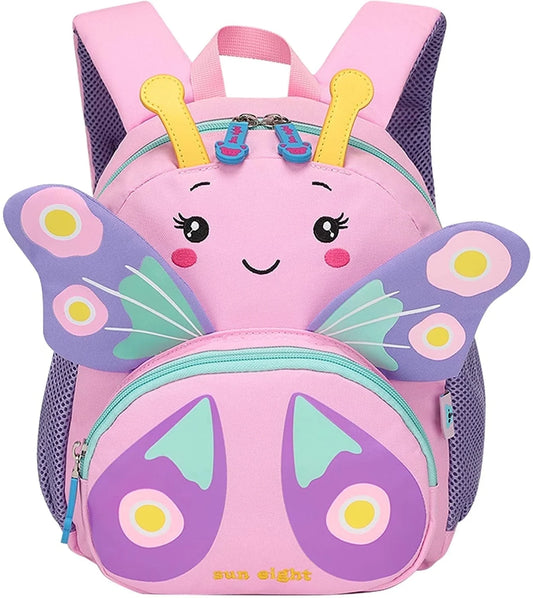 Cute Kids Toddler Backpack Girls Small 3D Cartoon School Bookbags Daycare Nursary Travel Bags (Butterfly-Pink)