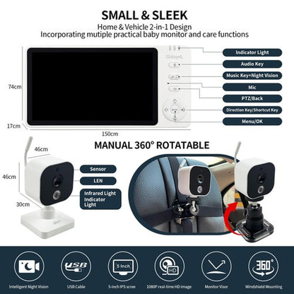 Baby Car Camera Backseat Wireless Baby Monitor with Camera (Max. Range 1000FT...