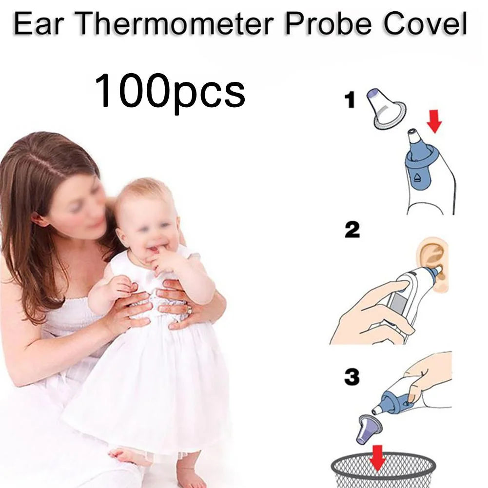 Ear Thermometer Cover for ,Ear Thermometer Cover Replacement,100Pcs PP Plastic Ear Thermometer Probe Protective Cover Replacement Accessory For