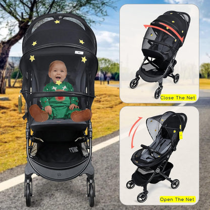 Stroller Mosquito Net, Universal Mosquito Net for Stroller, Unique Handmade Embroidery Stars Pattern-Beautiful for Stroller Net Cover-Easy to Install-Fit for Graco Strollers, Car Seat,Bassinet,Cradle