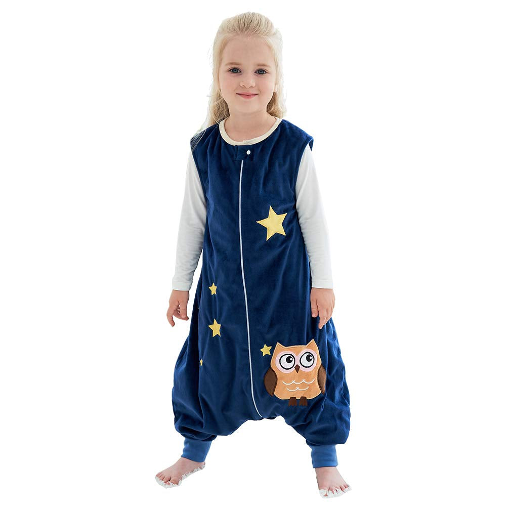Unisex Baby Sleeping Bag Spring Wearable Blanket with Legs for Toddler, Blue 5-6T
