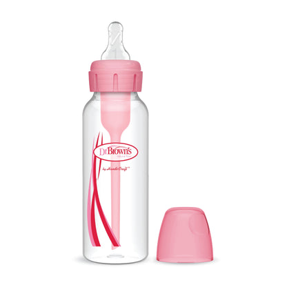 (2 Pack) Dr. Brown’S Natural Flow Anti-Colic Options+ Narrow Baby Bottle, Pink, 8Oz, Slow Flow, 0M+, 1 Pack