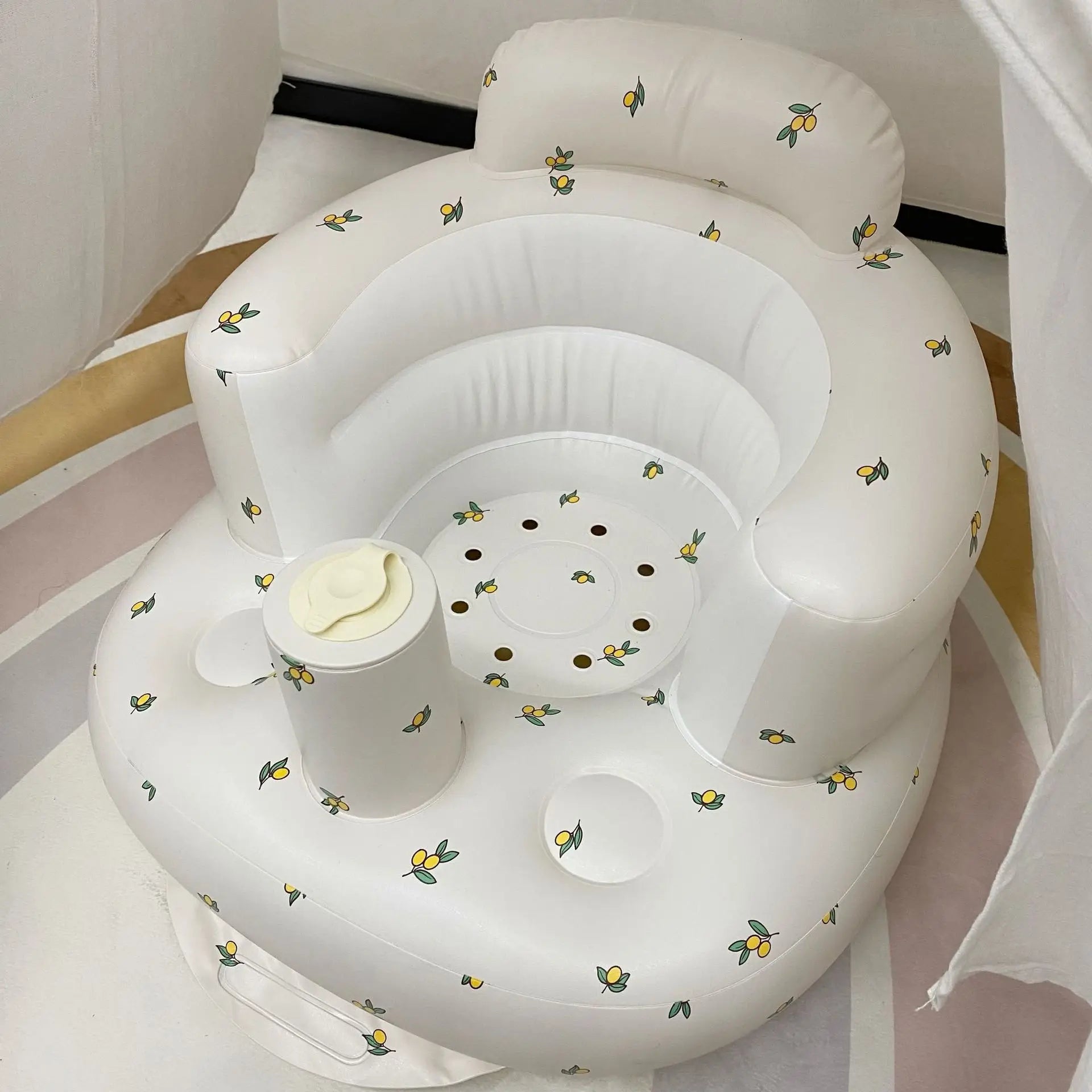 Baby Inflatable Sofa Children Puff Portable Bath Chairs PVC Multifunctional Seat Practice Sitting Bath Stool