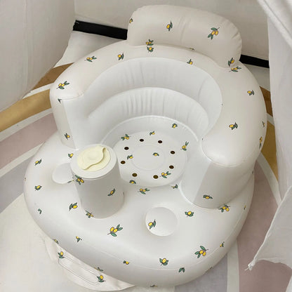 Baby Inflatable Sofa Children Puff Portable Bath Chairs PVC Multifunctional Seat Practice Sitting Bath Stool