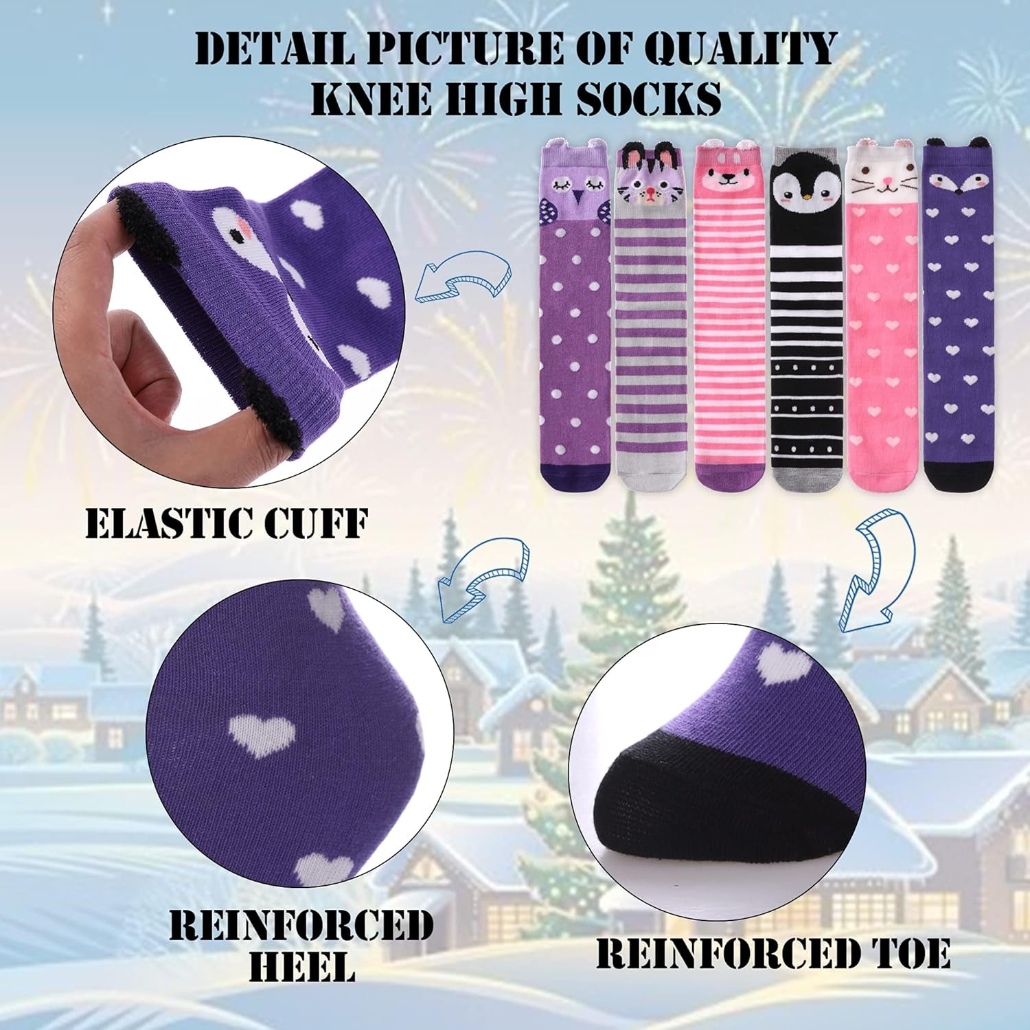 3-12 Year Old Girls Knee High Socks Kids Cute Crazy Funny Animal Pattern Long Boot Socks 6 Pairs