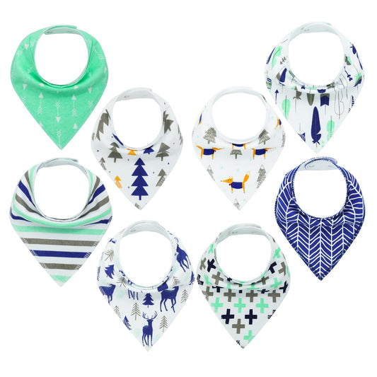 Baby Bibs 8 Pack Unisex Baby Bandana Drool Bibs for Boys Girls, Newborn Toddler Bibs 100% Organic Cotton 3-24 Months, Waterproof Bibs