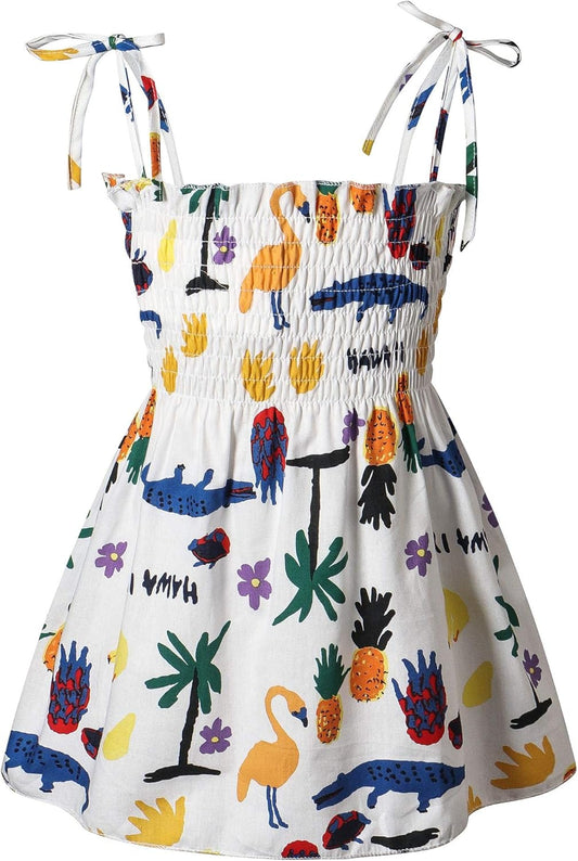 Girls Summer Dress Outfits Ruffle Strap Kids Toddler Baby Dresses Sunflower Floral Sunsuit Beachwear Midi Dress