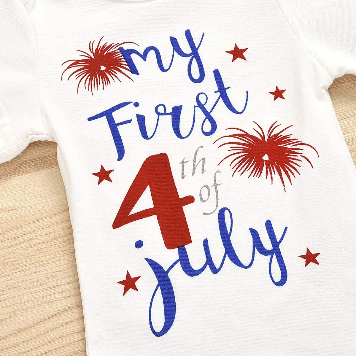 1St 4Th of July Baby Girls 3Pcs Outfits Set Stars Print Independence Day Romper Bodysuit Tutu Dress Headwear Shoes (0-3 Months, My First 4Th of July-4Pcs Tutu Set)