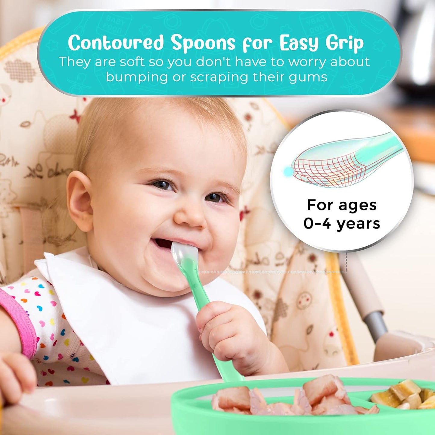 Silicone Suction Plate for Baby - 100% Food Grade Silicone Divided Plate | Toddler Self Feeding Training Suction Plate Set | Bpa-Free, Microwave & Dishwasher Safe Stay Put Plates (Blue & Light Green)